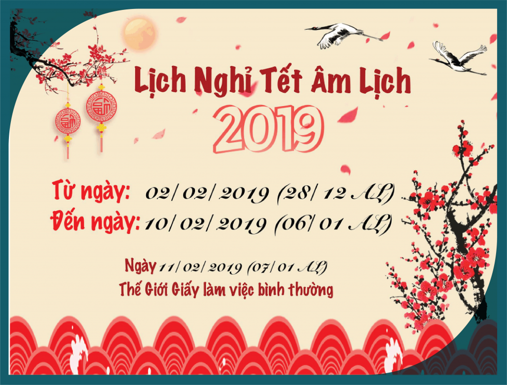 Thông Báo Lịch Nghỉ Tết Nguyên đán Kỷ Hợi 2019