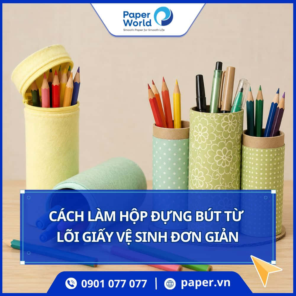 Cách làm hộp đựng bút từ lõi giấy vệ sinh