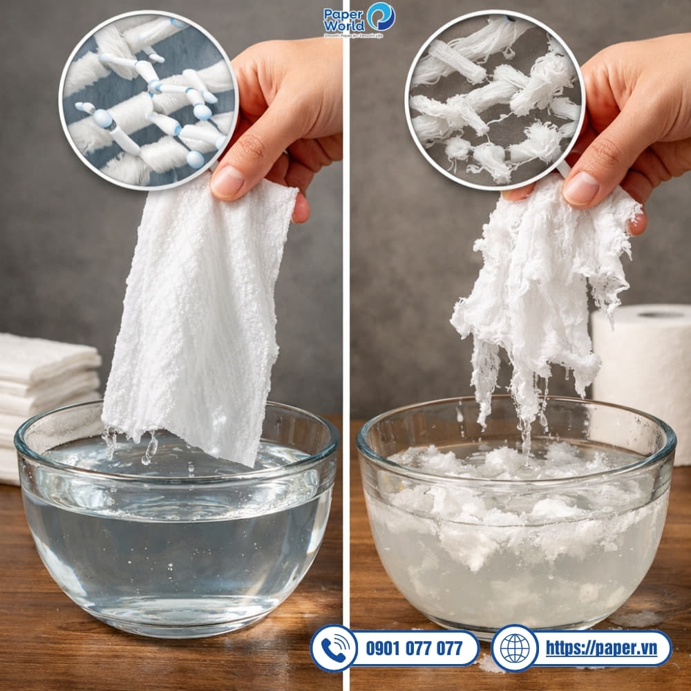 Đặc tính vật lý của giấy ăn và giấy vệ sinh khác nhau