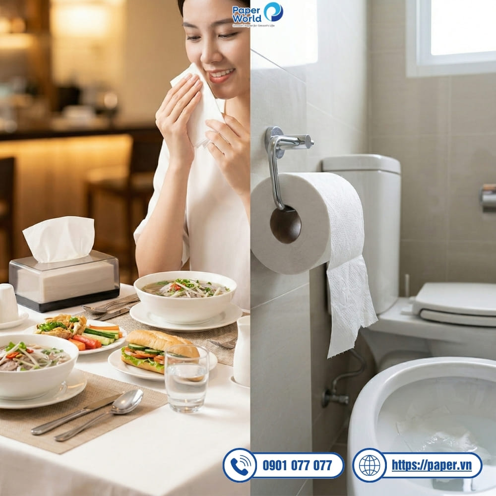 Mục đích sử dụng của giấy ăn khác giấy vệ sinh