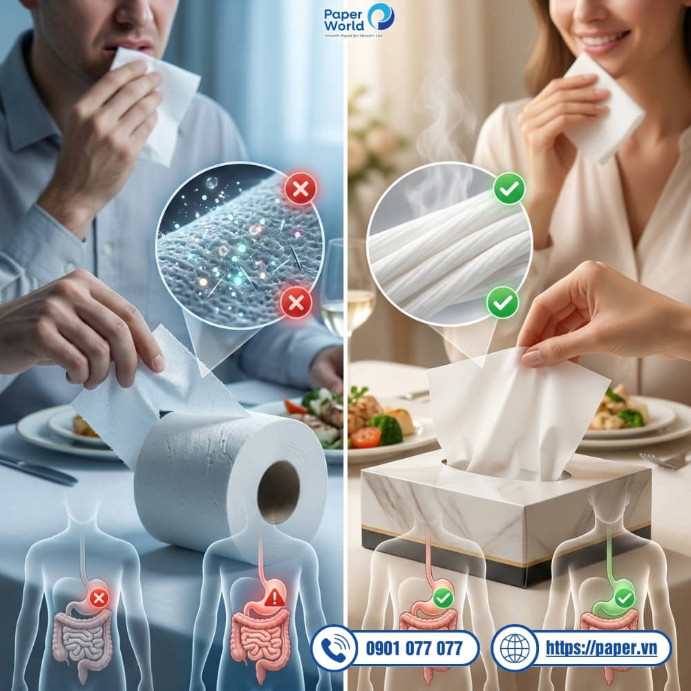 Vì sao giấy vệ sinh không thay thế giấy ăn được?