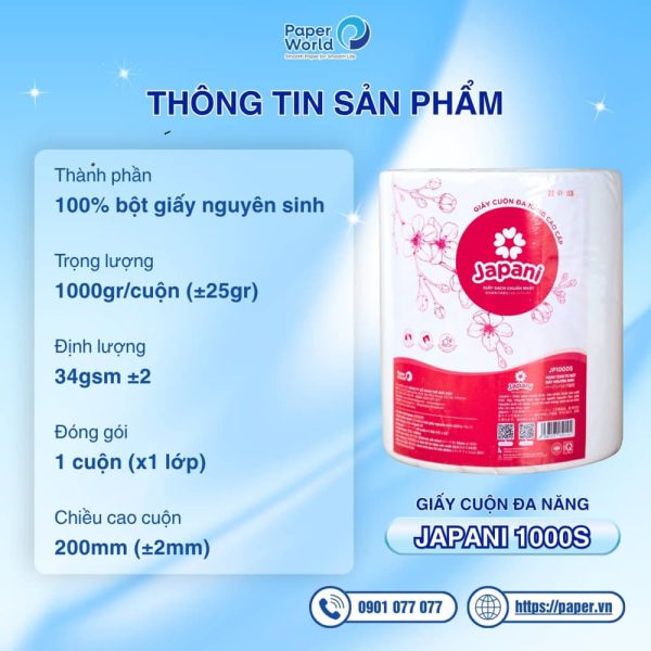 Thông tin sản phẩm giấy cuộn đa năng Japani 1000S