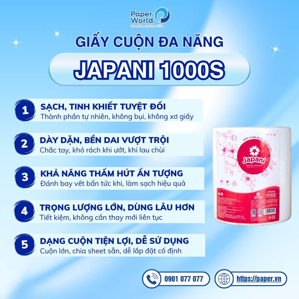 Ưu điểm vượt trội của giấy cuộn đa năng Japani 1000S