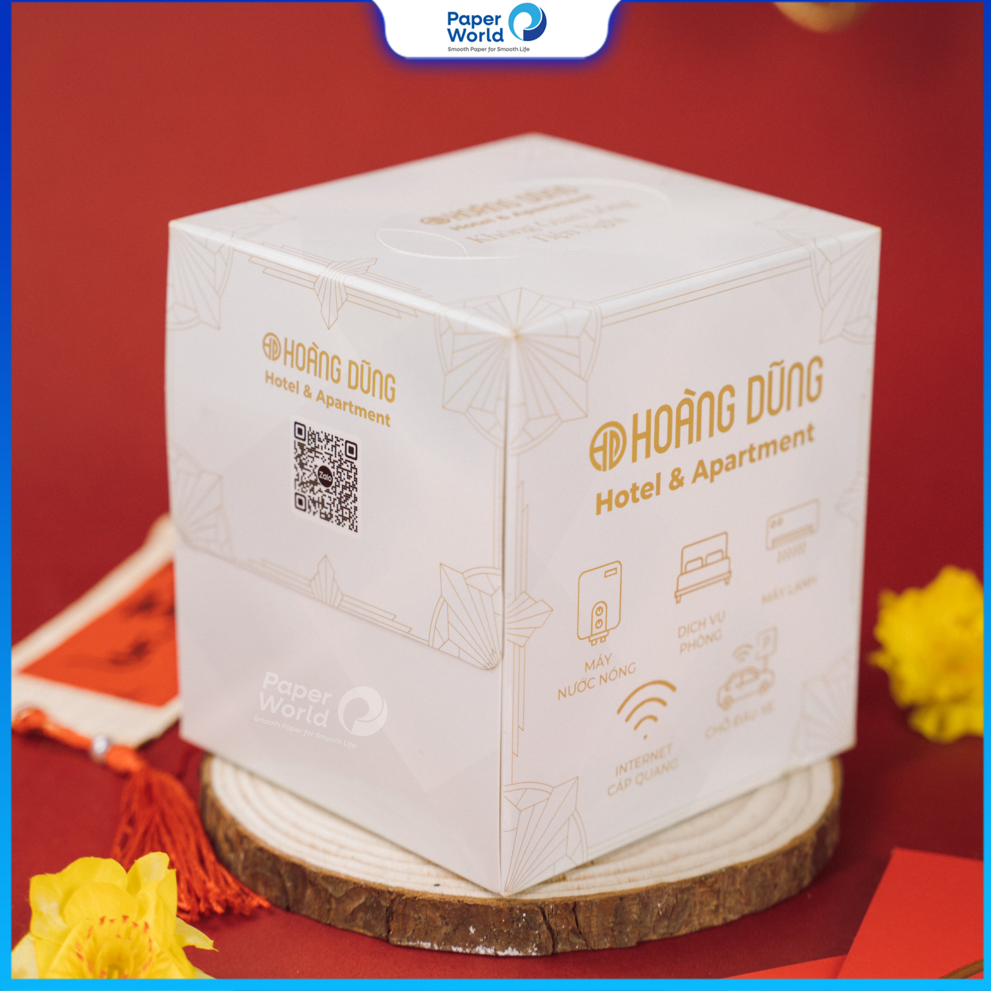 Hộp khăn giấy thương hiệu cho khách sạn