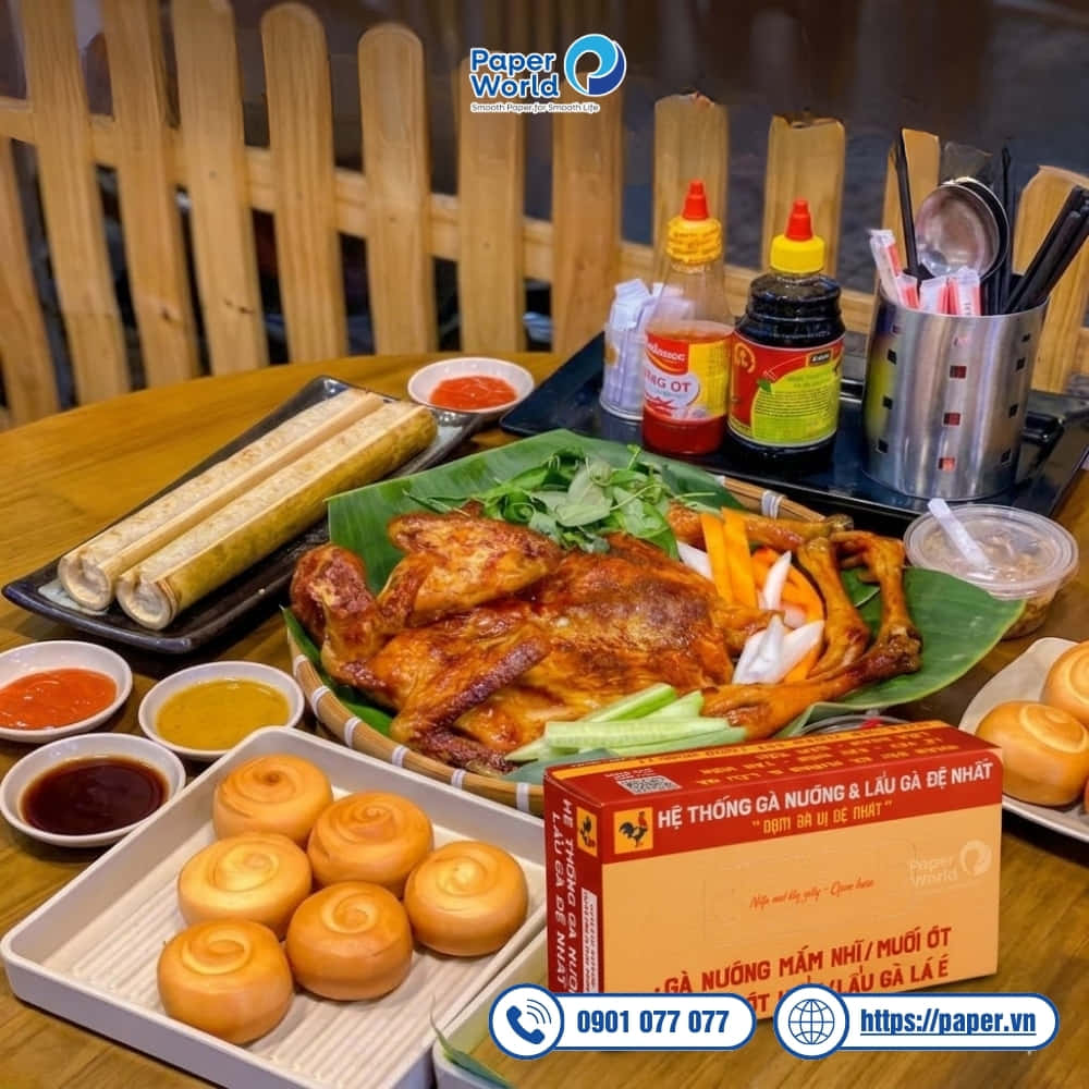 Hộp khăn giấy in logo thương hiệu cho quán ăn