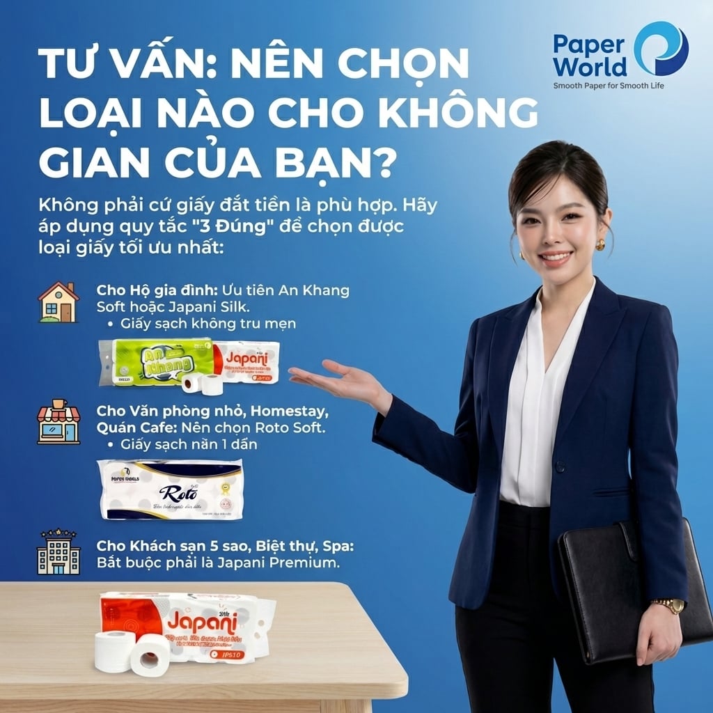 Nên chọn sử dụng giấy vệ sinh phổ thông loại nào?