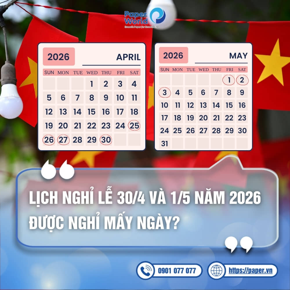 Lịch nghỉ lễ 30/4 1/5 năm 2026