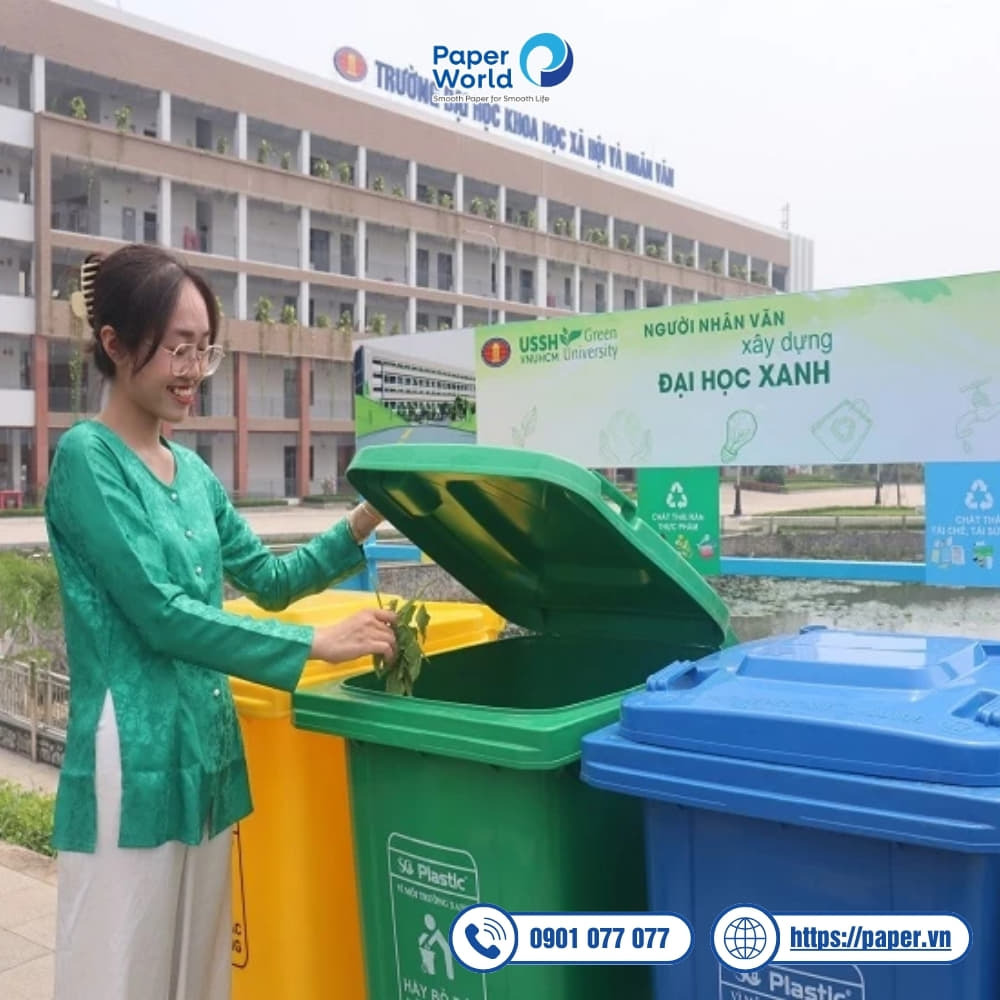 Phân loại rác theo thùng rác 3 ngăn
