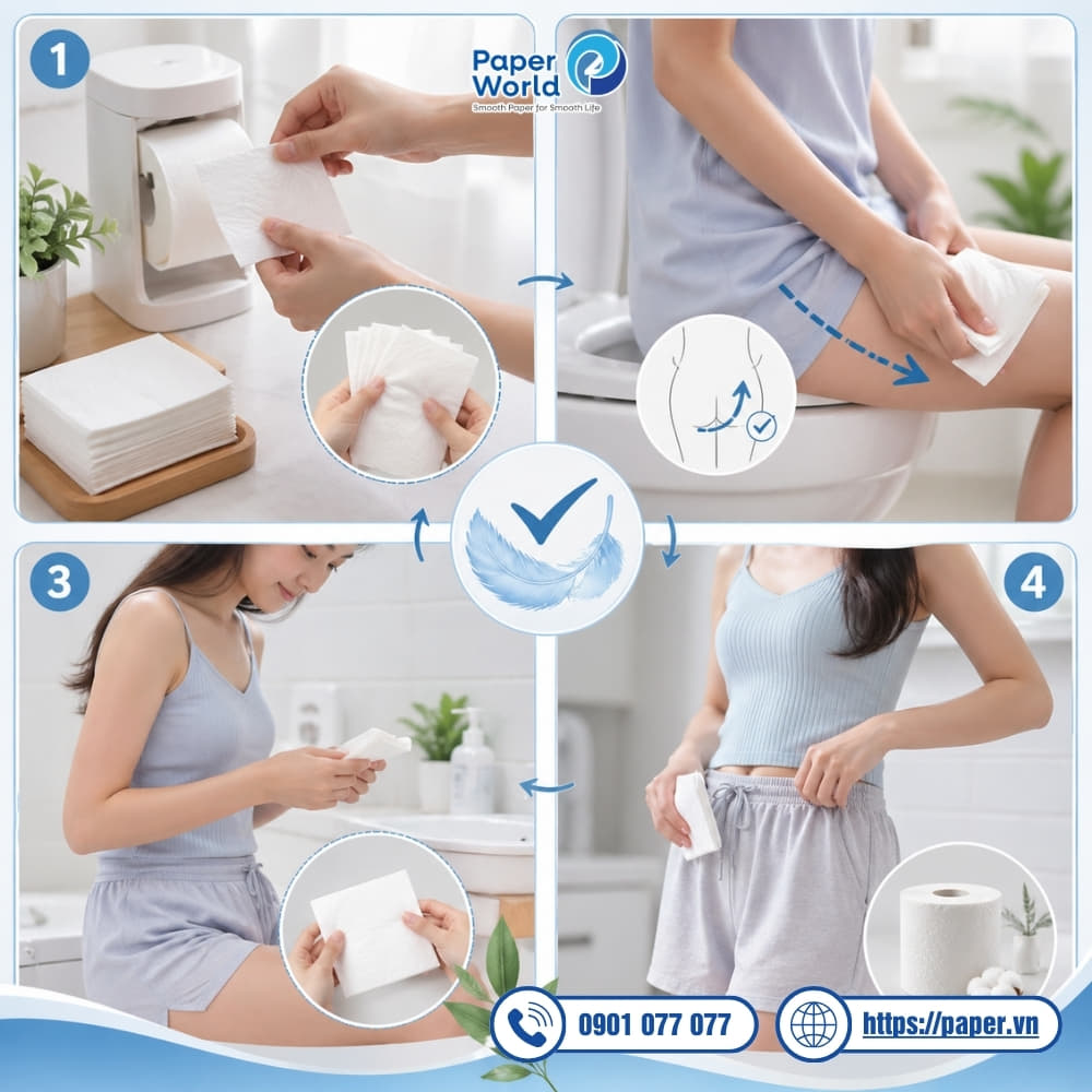 Các bước vệ sinh vùng kín bằng giấy vệ sinh