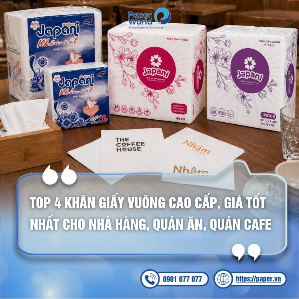 Khăn giấy vuông cho nhà hàng, quán ăn, quán cafe