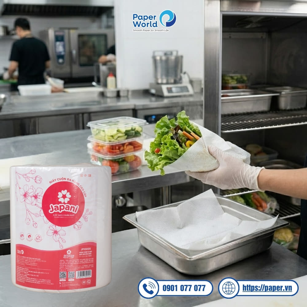 Công dụng của giấy cuộn đa năng Japani 1000S: Lót trong các bọc/hộp đựng thực phẩm