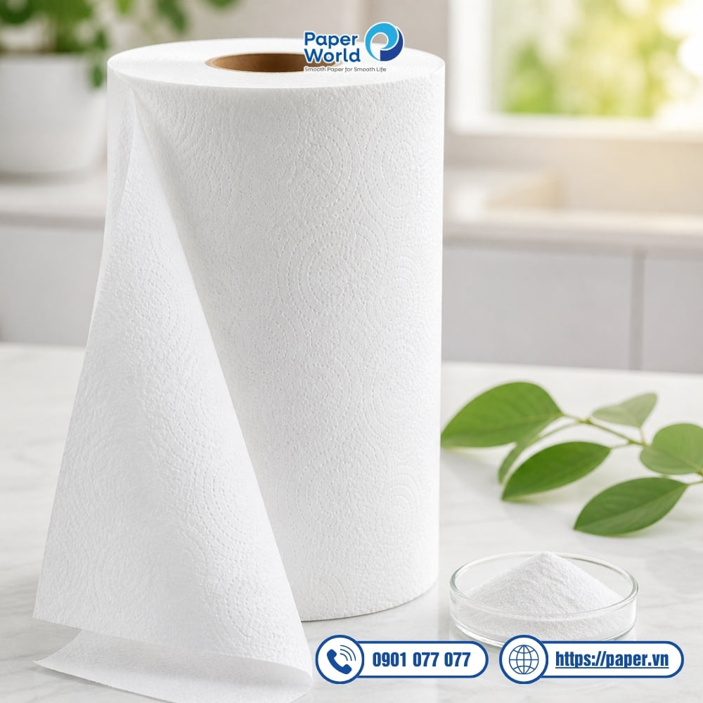 Giấy cuộn lau bếp từ bột giấy nguyên sinh
