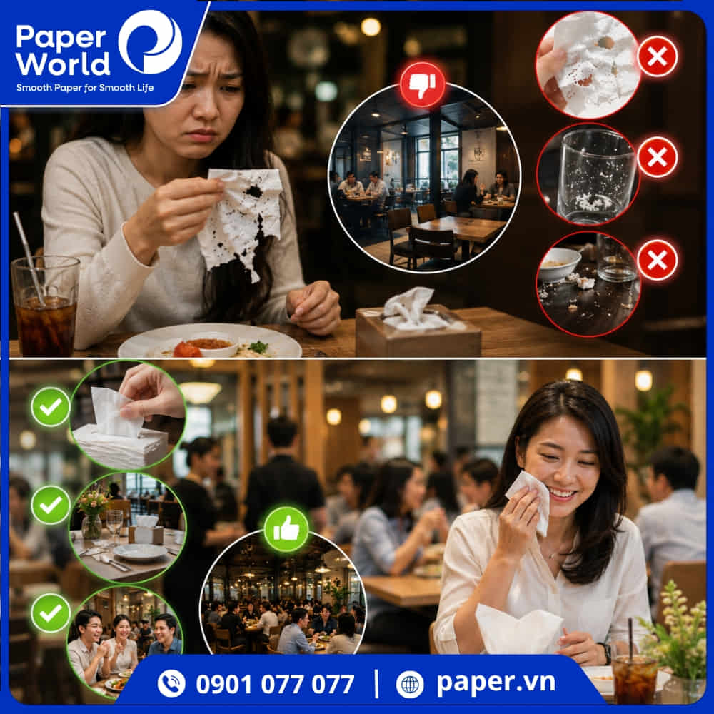 Giấy ăn giá rẻ ảnh hưởng đến hình ảnh thương hiệu