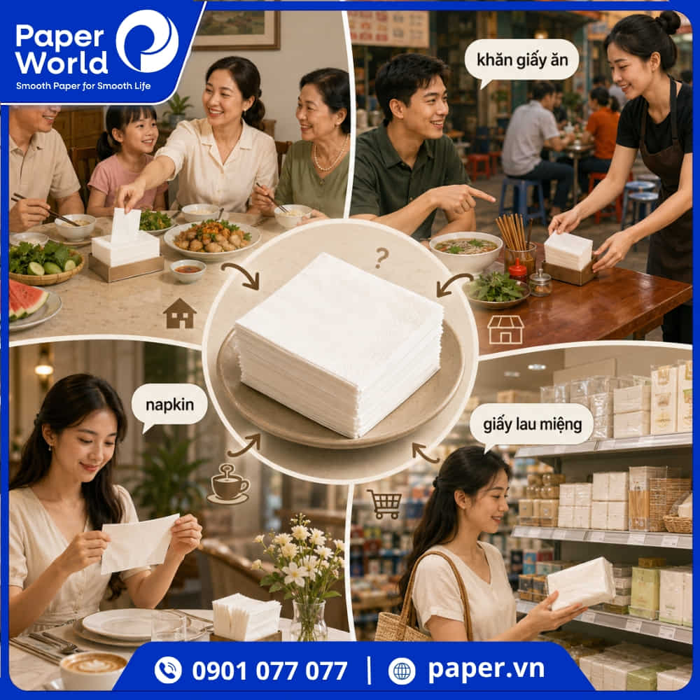 Điểm danh các tên gọi khác của giấy lau miệng/khăn giấy ăn