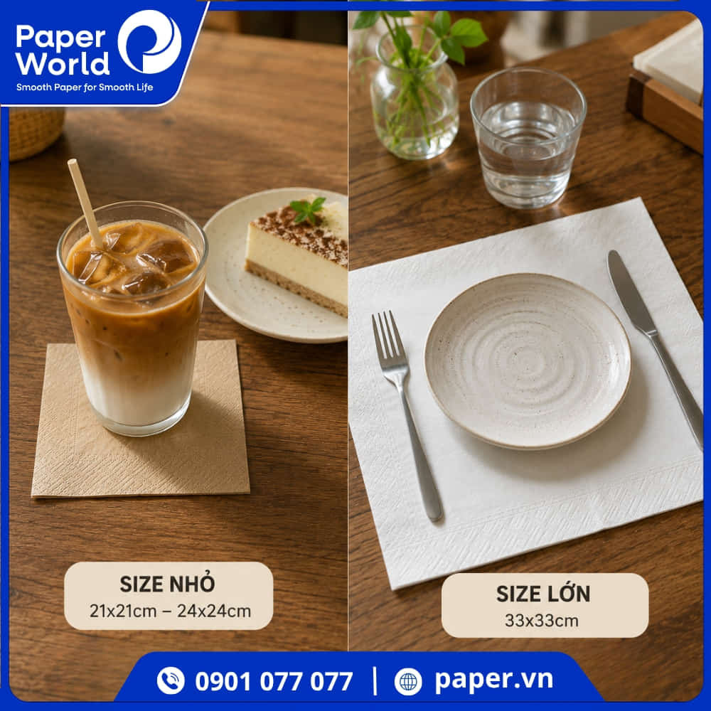 Kích thước khăn giấy ăn napkin