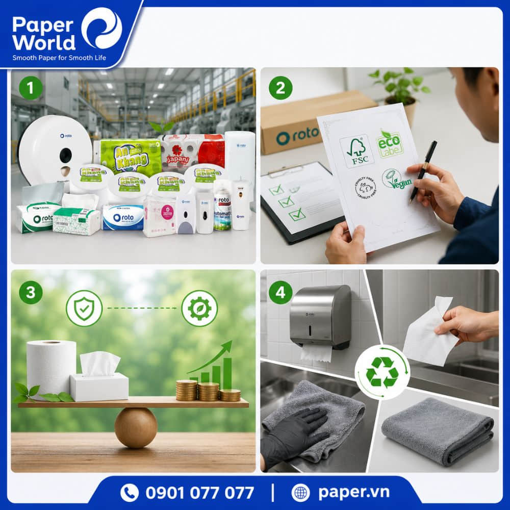 Lộ trình xanh hóa vật tư vệ sinh nhà máy