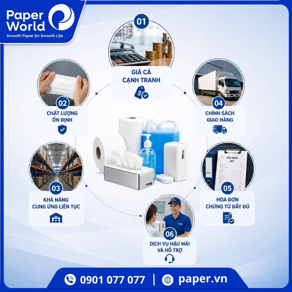 Tiêu chí đánh giá nhà cung cấp vật tư vệ sinh uy tín