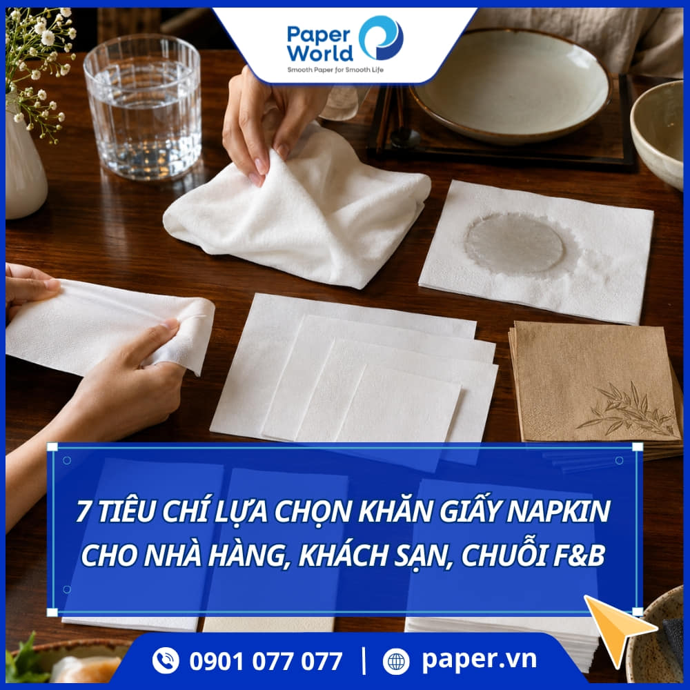 Tiêu chí lựa chọn khăn giấy napkin cho nhà hàng, khách sạn, quán ăn, chuỗi F&B