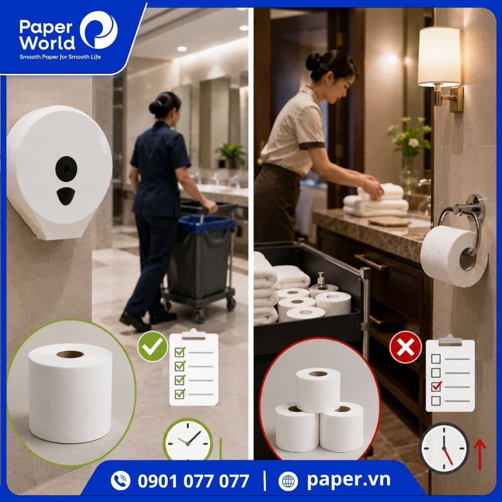 So sánh giấy vệ sinh cuộn lớn và cuộn nhỏ về chi phí