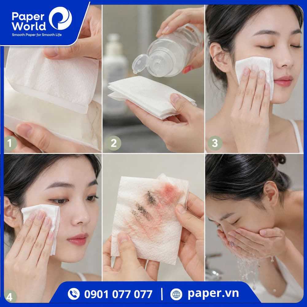 Dùng khăn giấy thay bông tẩy trang được không? Cách tẩy trang bằng khăn giấy