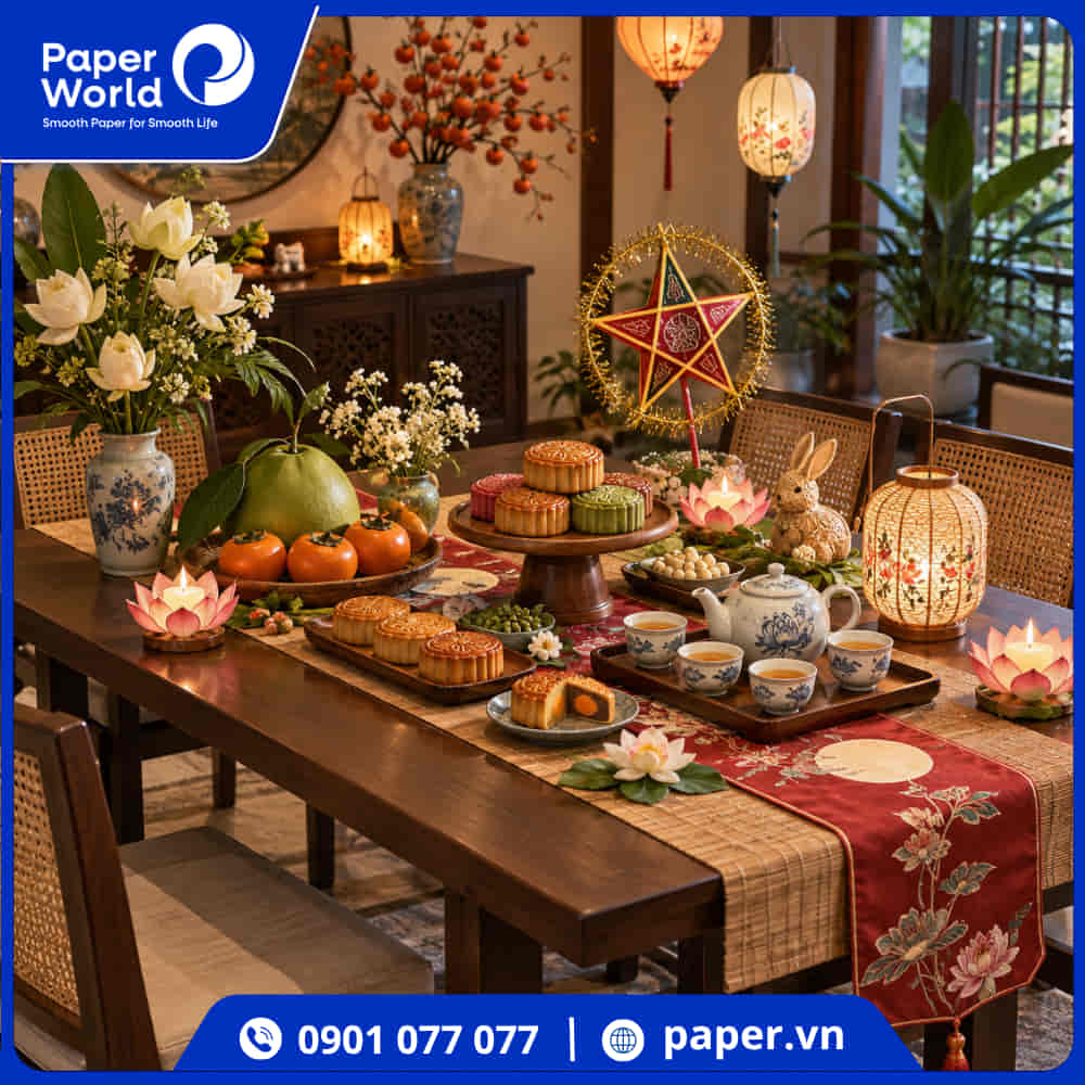 Trang trí bàn tiệc Trung thu phong cách truyền thống truyền thống