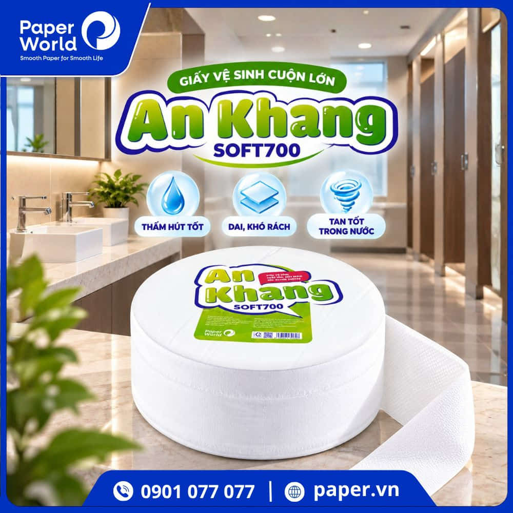 Giấy vệ sinh cuộn lớn cho văn phòng An Khang Soft700